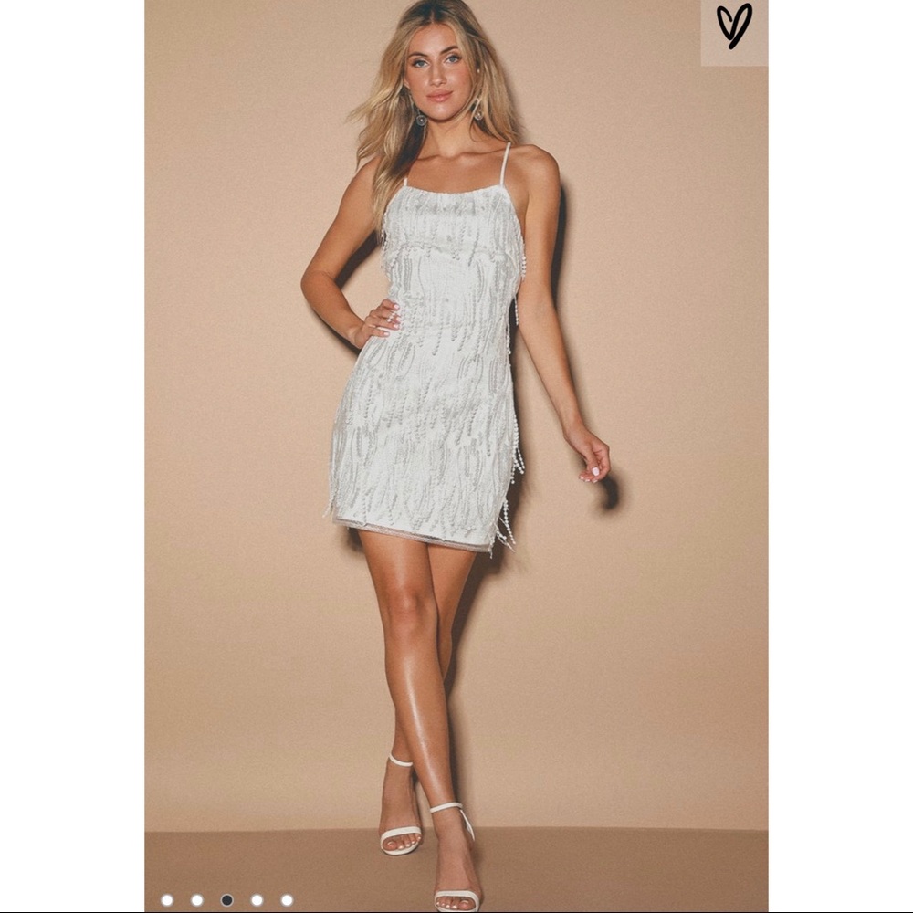 COPY - Making Magic White Fringe Lace-Up Mini Dress